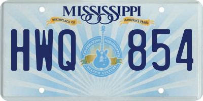 MS license plate HWQ854
