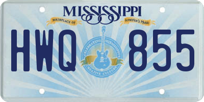MS license plate HWQ855