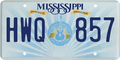 MS license plate HWQ857