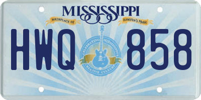 MS license plate HWQ858