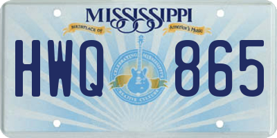 MS license plate HWQ865