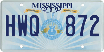 MS license plate HWQ872