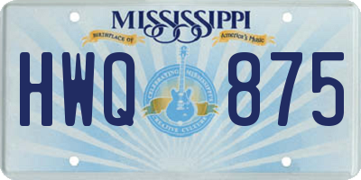 MS license plate HWQ875
