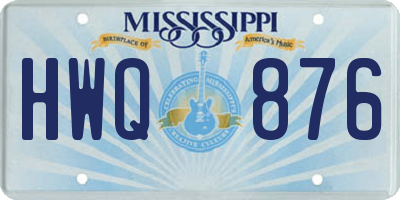 MS license plate HWQ876
