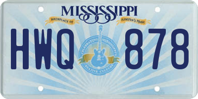 MS license plate HWQ878