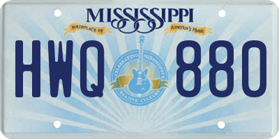 MS license plate HWQ880
