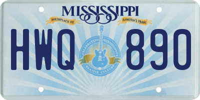 MS license plate HWQ890