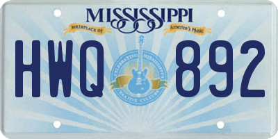 MS license plate HWQ892