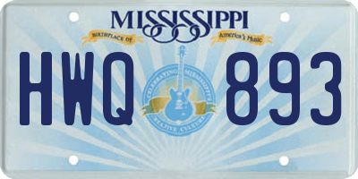 MS license plate HWQ893