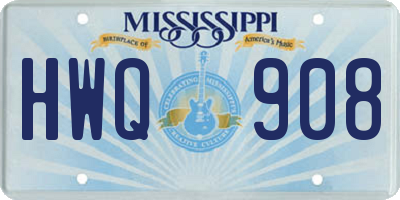 MS license plate HWQ908