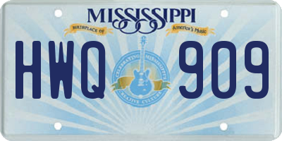 MS license plate HWQ909