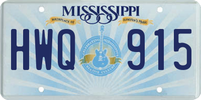 MS license plate HWQ915