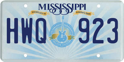MS license plate HWQ923