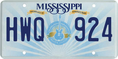MS license plate HWQ924