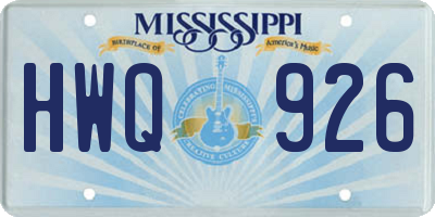 MS license plate HWQ926