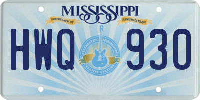 MS license plate HWQ930