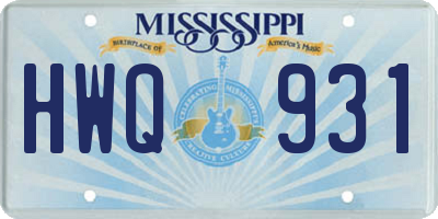 MS license plate HWQ931