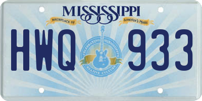 MS license plate HWQ933