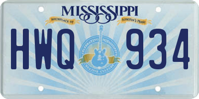 MS license plate HWQ934