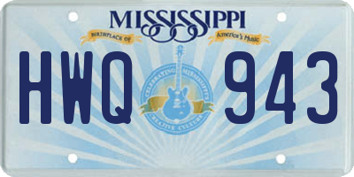 MS license plate HWQ943