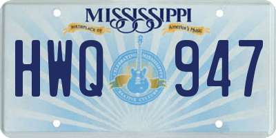 MS license plate HWQ947