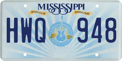 MS license plate HWQ948
