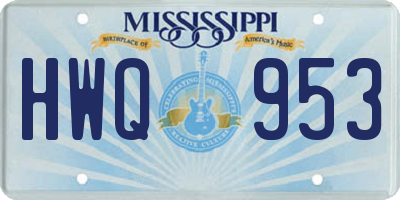 MS license plate HWQ953