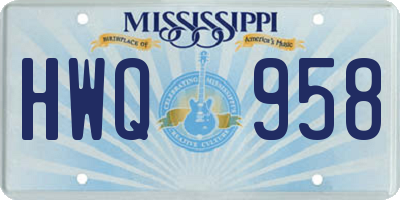 MS license plate HWQ958