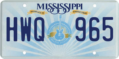 MS license plate HWQ965