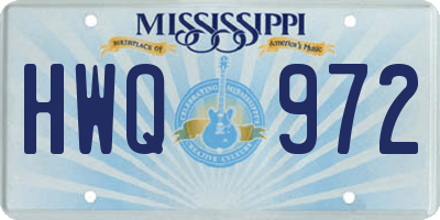 MS license plate HWQ972