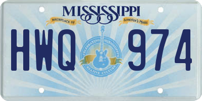 MS license plate HWQ974