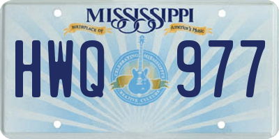 MS license plate HWQ977