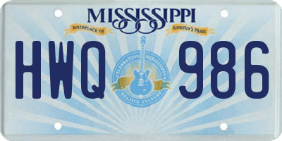 MS license plate HWQ986