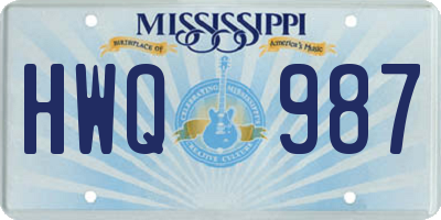 MS license plate HWQ987