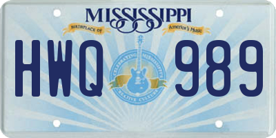 MS license plate HWQ989