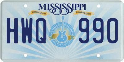 MS license plate HWQ990