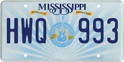 MS license plate HWQ993