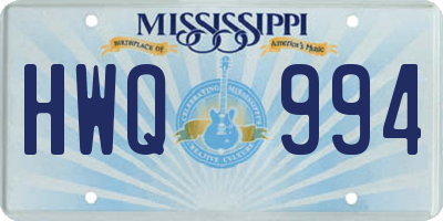 MS license plate HWQ994