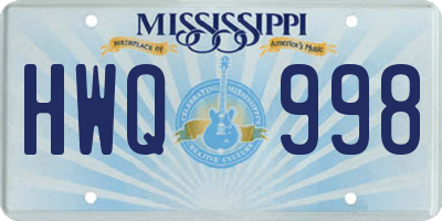 MS license plate HWQ998