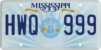 MS license plate HWQ999