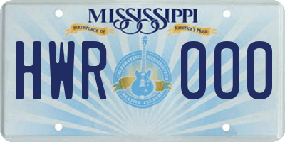 MS license plate HWR000