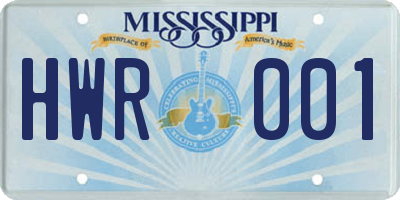 MS license plate HWR001
