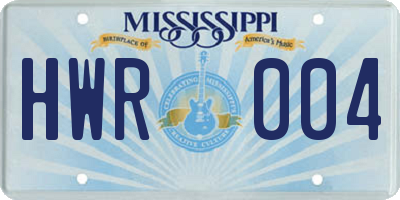 MS license plate HWR004