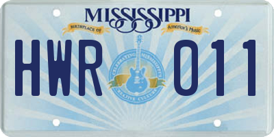 MS license plate HWR011