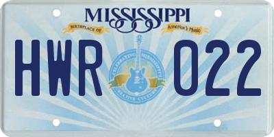 MS license plate HWR022