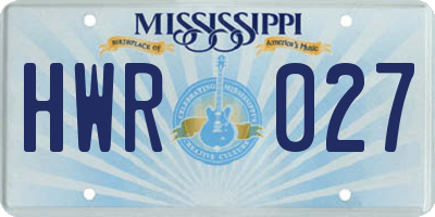 MS license plate HWR027