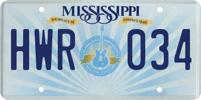 MS license plate HWR034
