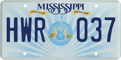 MS license plate HWR037