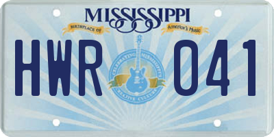 MS license plate HWR041
