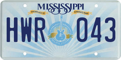 MS license plate HWR043